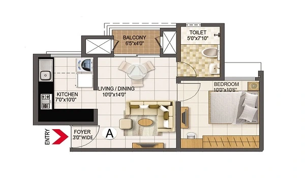 Birla Ojasvi 1 BHK Floor Plan