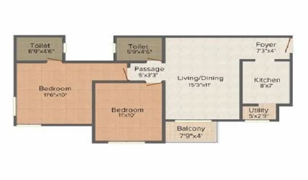 2 BHK Floor Plan